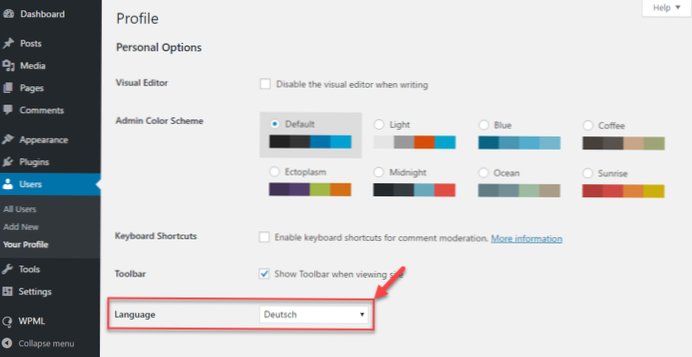 Changing Woocommerce language without changing the language in Dashboard admin Wordpress