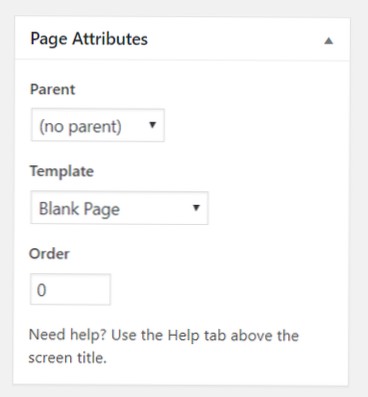 Velge en standard sidetempat (Classic => Gutenberg)