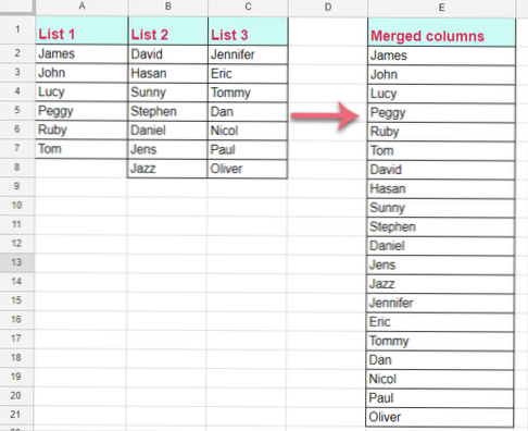 Combine multiple separate lists into one