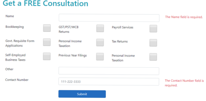 Modulo di contatto 7 La convalida personalizzata non viene chiamata [chiuso]