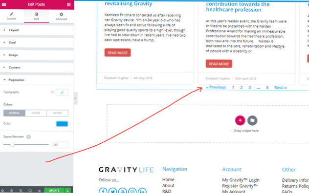 Layout di impaginazione personalizzato per il widget Elementorr