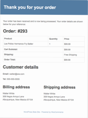Testo personalizzato nell'e-mail di elaborazione degli ordini di WooCommerce in base ai prodotti