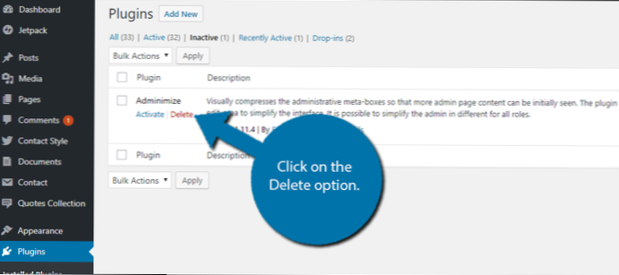 Delete option of a Plugin