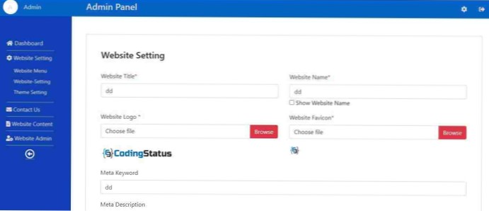 Display Form in Admin Panel and Save data to Database