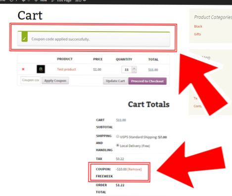 Visa meddelande om Woocommerce-kupong inte är tillämplig på vissa artiklar i kundvagnen