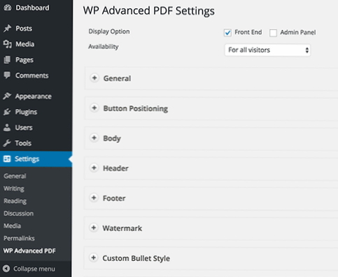 Download button in a plugin's settings page