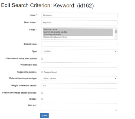 Editing a Search Form