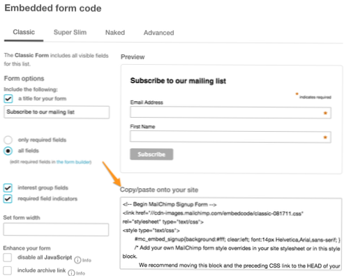 Embed Form In Header