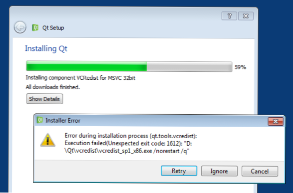 Erreur lors de l'installation