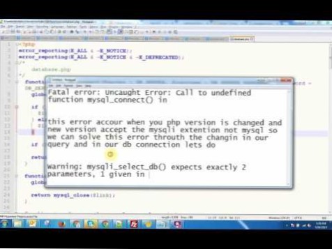 Erreur fatale  Erreur non détectée  appel à une fonction non définie