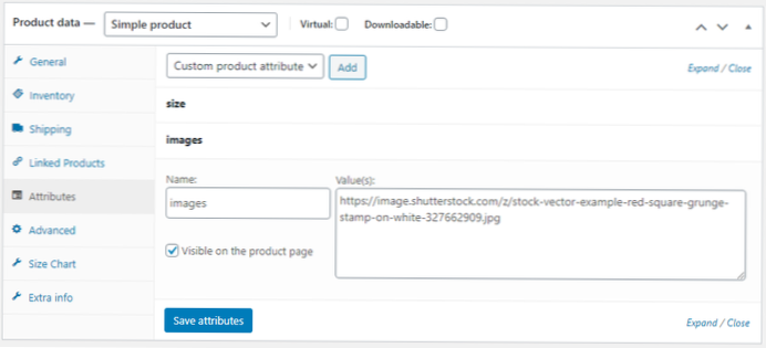 Ottieni l'URL delle immagini del prodotto (woocommerce)