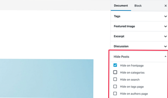 Hiding Posts on Front Page and from all plugins