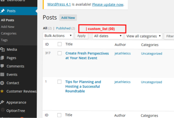 Wie könnten wir die Seite mit allen Beiträgen im Admin-Panel anpassen??