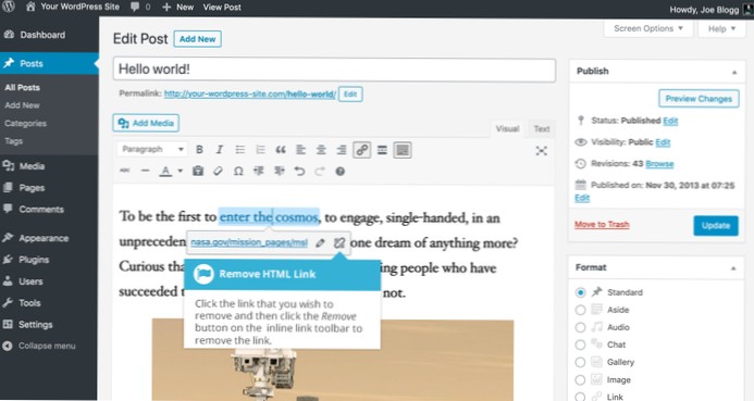 How Do I change Markup of a link in Wordpress