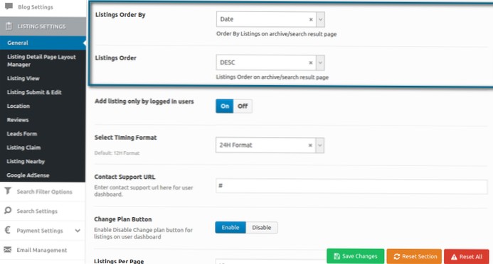 How do I change WP search results order?
