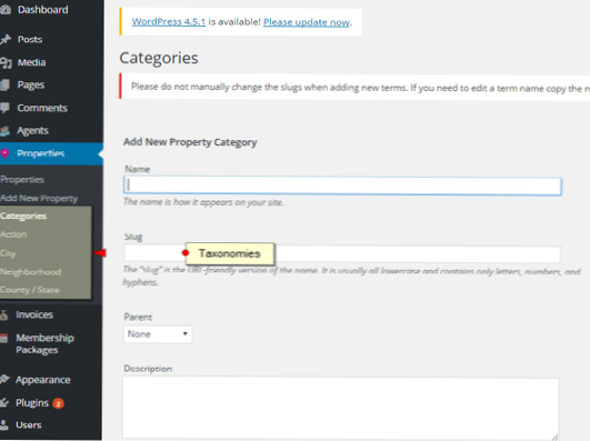 Hvordan registrerer jeg to taksonomier med den ene forælder til den anden?