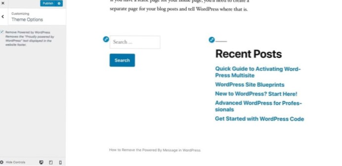 ¿Cómo elimino Powered by WordPress de AMP??