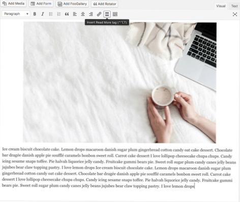 Sådan tilføjes automatisk Læs mere sektion efter første afsnit i post?