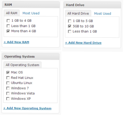 Como exibir taxonomias hierárquicas e não hierárquicas?