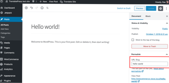 How to edit URL Slug?