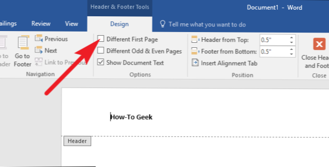 How to have the Header show different content on different pages?