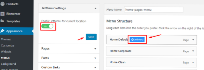 Jak implementovat podnabídku pomocí wp_nav_menu