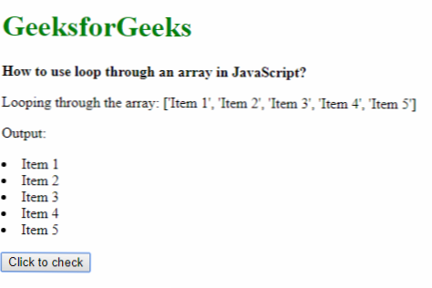 Hur man matar ut värden från en slinga till en javascript-array