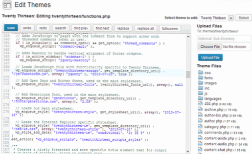 Come eseguire un'azione quando si utilizza plugin/editor di temi?