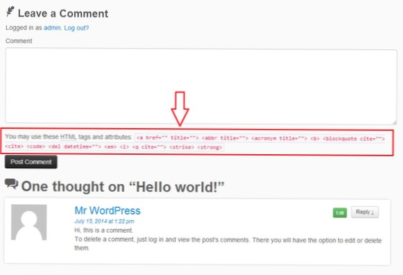 Hvordan fjerne disse kommentarene og html-kodene fra innholdet?