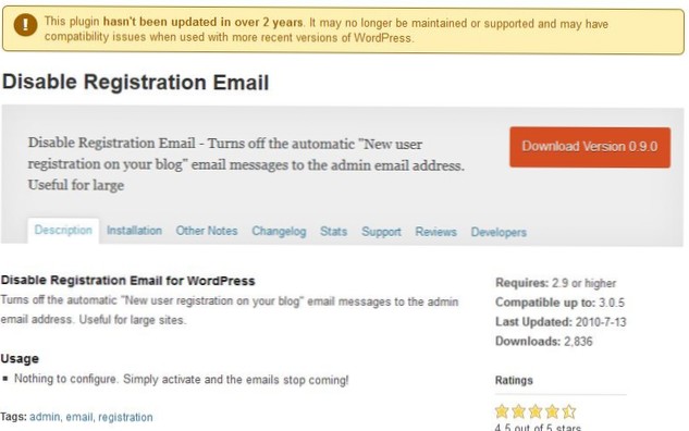 Come disattivare l'e-mail che ricevi al momento della registrazione?