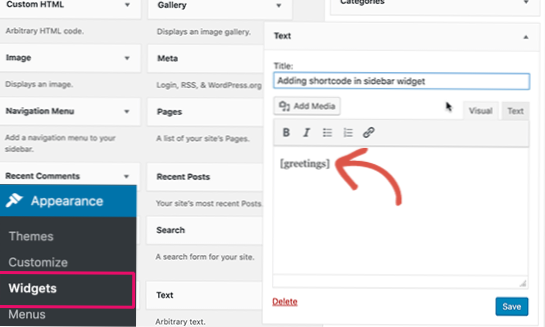 Sådan bruges Shortcode fra en WordPress-side i en anden WordPress-side?