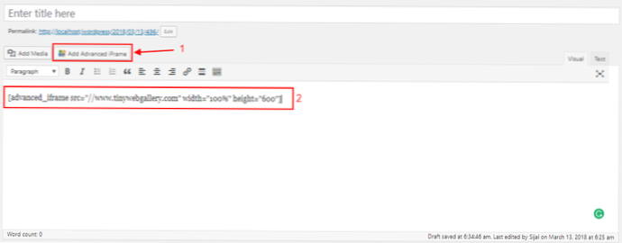 Plugin IFrame Shortcode - problema