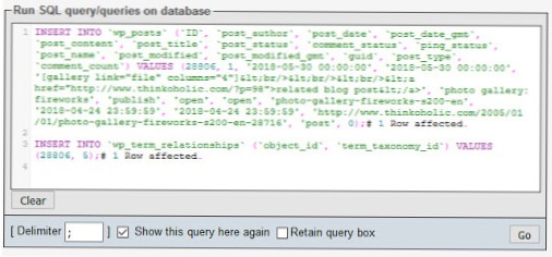 insérer la valeur du html dans la base de données avec wordpress