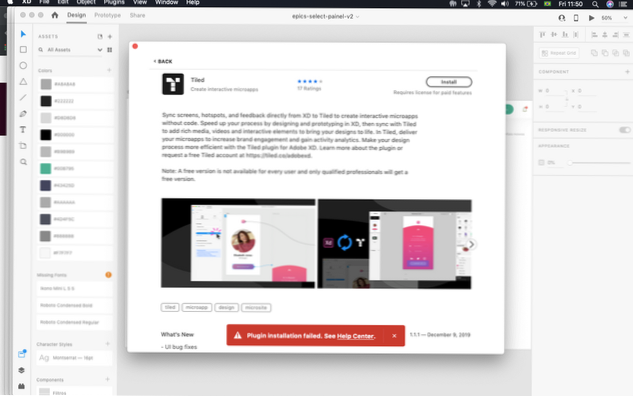 Installazione non riuscita, tentativo di installare QUALSIASI plugin