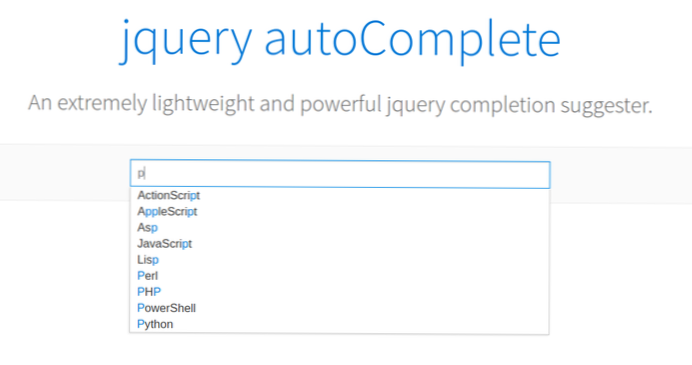 jquery Completamento automatico