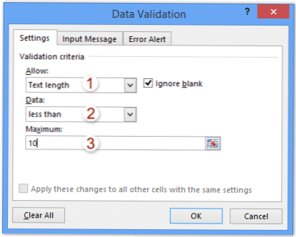 Limitar o comprimento da descrição do usuário em caracteres