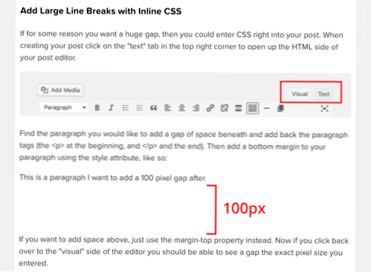Line break description wordpress