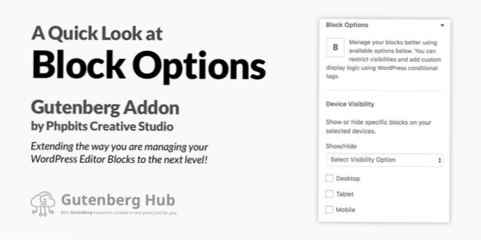Auf der Suche nach allen verfügbaren Optionen von Gutenberg Block