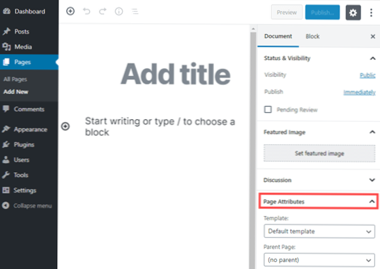 Lav en wordpress-side i fuld bredde