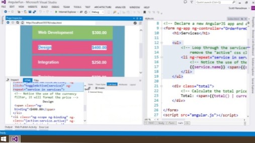 Flere HTML-elementer varierer i visuell editor