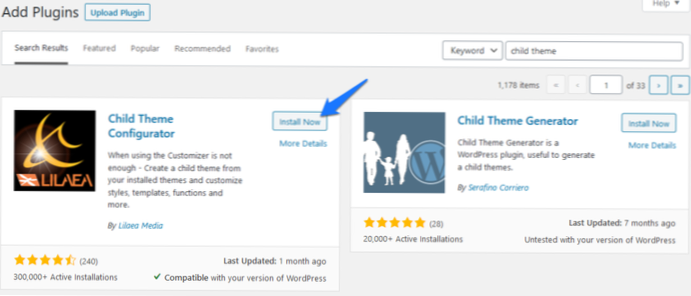 Il mio sito wordpress si blocca a causa dell'esecuzione del tema figlio