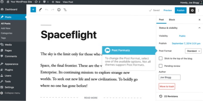 Post formats for Pages not saving