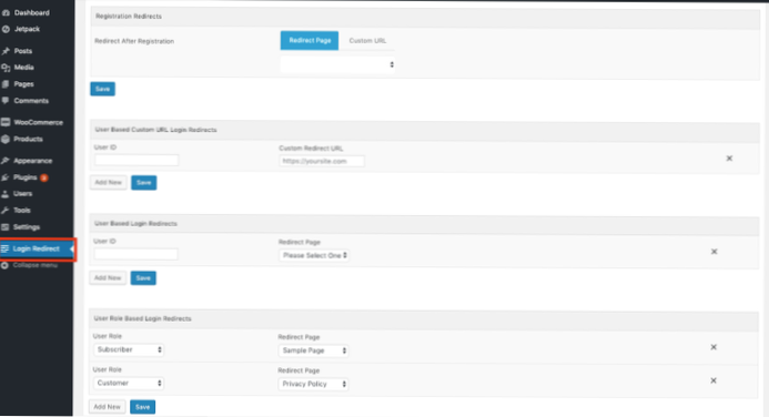 Omdiriger brukeren til en tilpasset nettadresse etter innlogging
