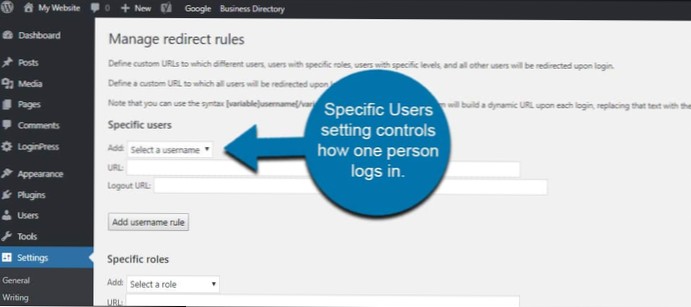 Viderekobler til hjemmesiden etter pålogging som egendefinert rolle WordPress