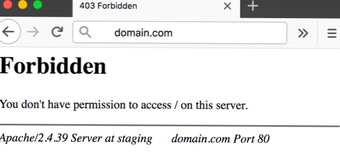 L'URL spécifique a le code d'état 403 Interdit