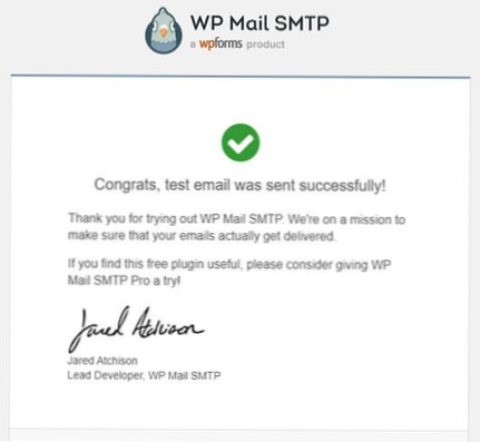 e-mailul de testare funcționează, dar nu trimite e-mailuri cu e-mail wp [închis]