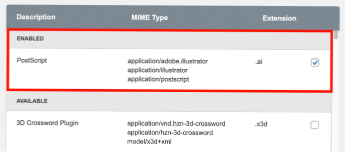 Nahrajte typy MIME do souboru AI Illustrator