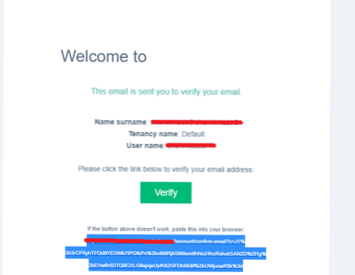 l'email di attivazione dell'utente non funziona