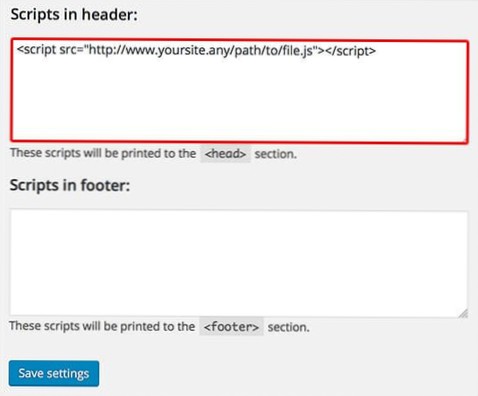 Onde fazer upload do arquivo JavaScript no WordPress