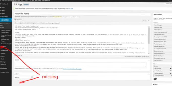 WordPress admin dashboard missing icons